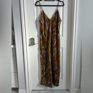 Zara satin water color slip dress